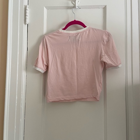Cropped pink fila top with white accents. - Picture 2 of 2